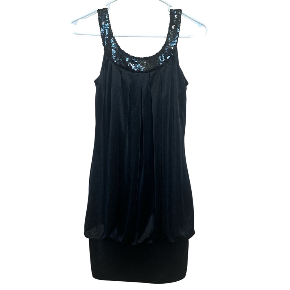 A.BYER Retro Y2K Black Party Formal Ballon Dress satin sequin bridesmaid size S